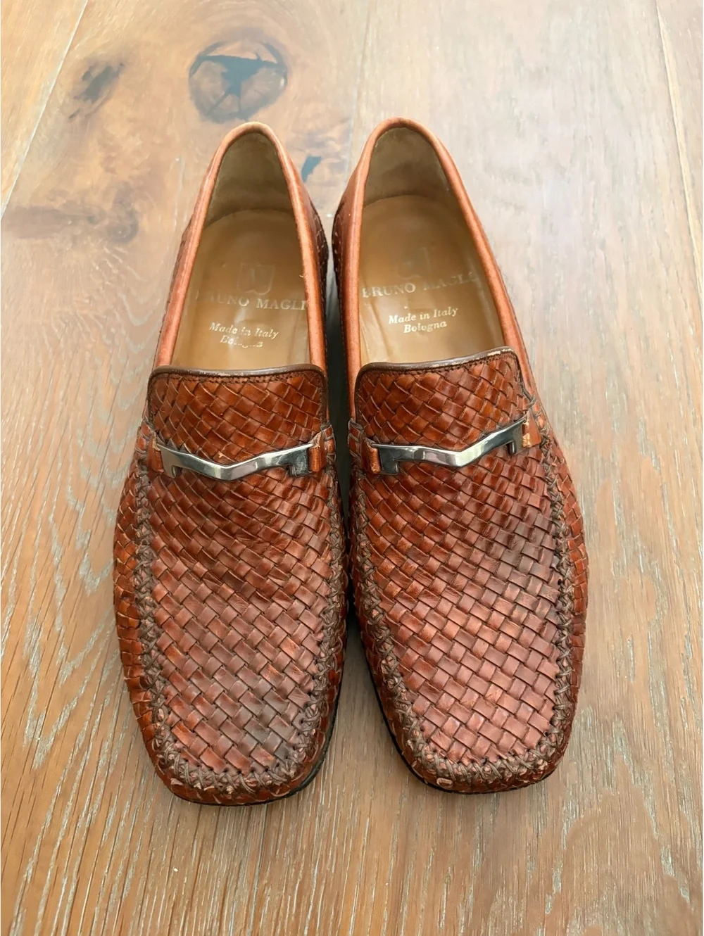 Bruno Magli Brown Woven Leather Loafers Classic Quiet Luxury 8.5 M